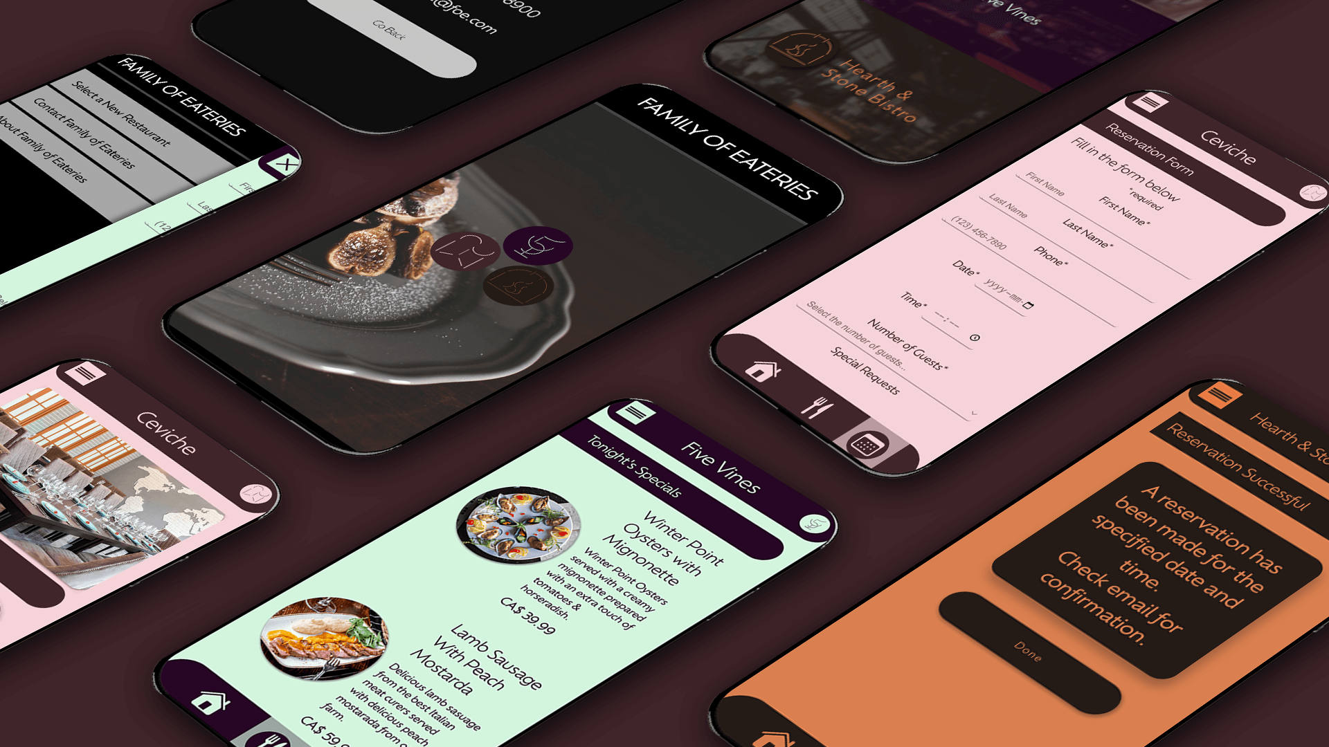 mockup of family of eateries app